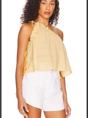 Lovers + Friends One-Shoulder Ruffle Tie-Side Cami - Yellow